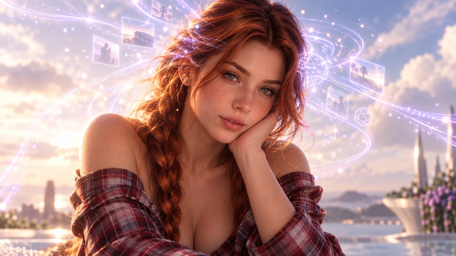 A Second Life companion visual surrounded by traces of memories and shared experiences.